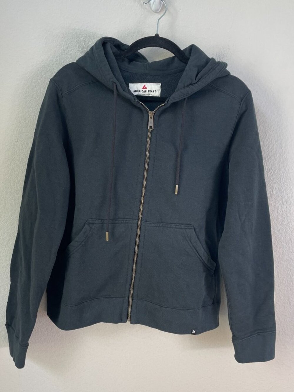 NEW American Giant Womens Medium Hoodie Washed Black Zip Up Heavyweight Jacket